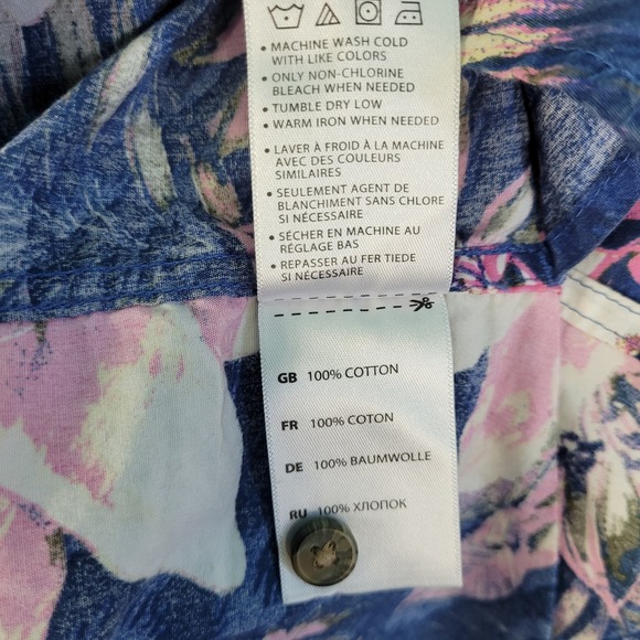 Oak Hill Shirt Mens Size 3XLT Big Tall Blue Pink Hawaiian Floral Hibiscus Button - Picture 8 of 10